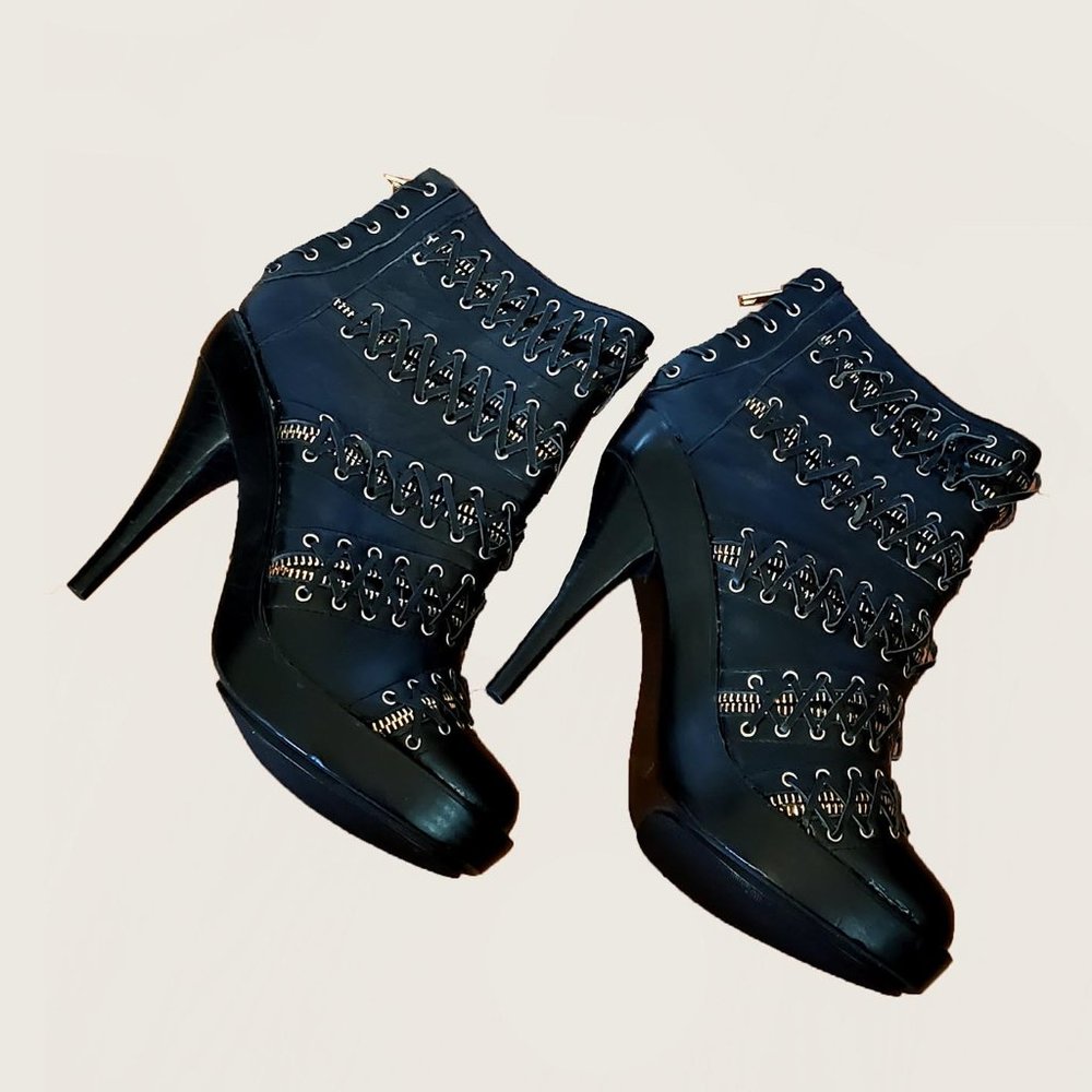 Jeffrey Campbell Leather Stiletto Boots - Picture 2 of 10